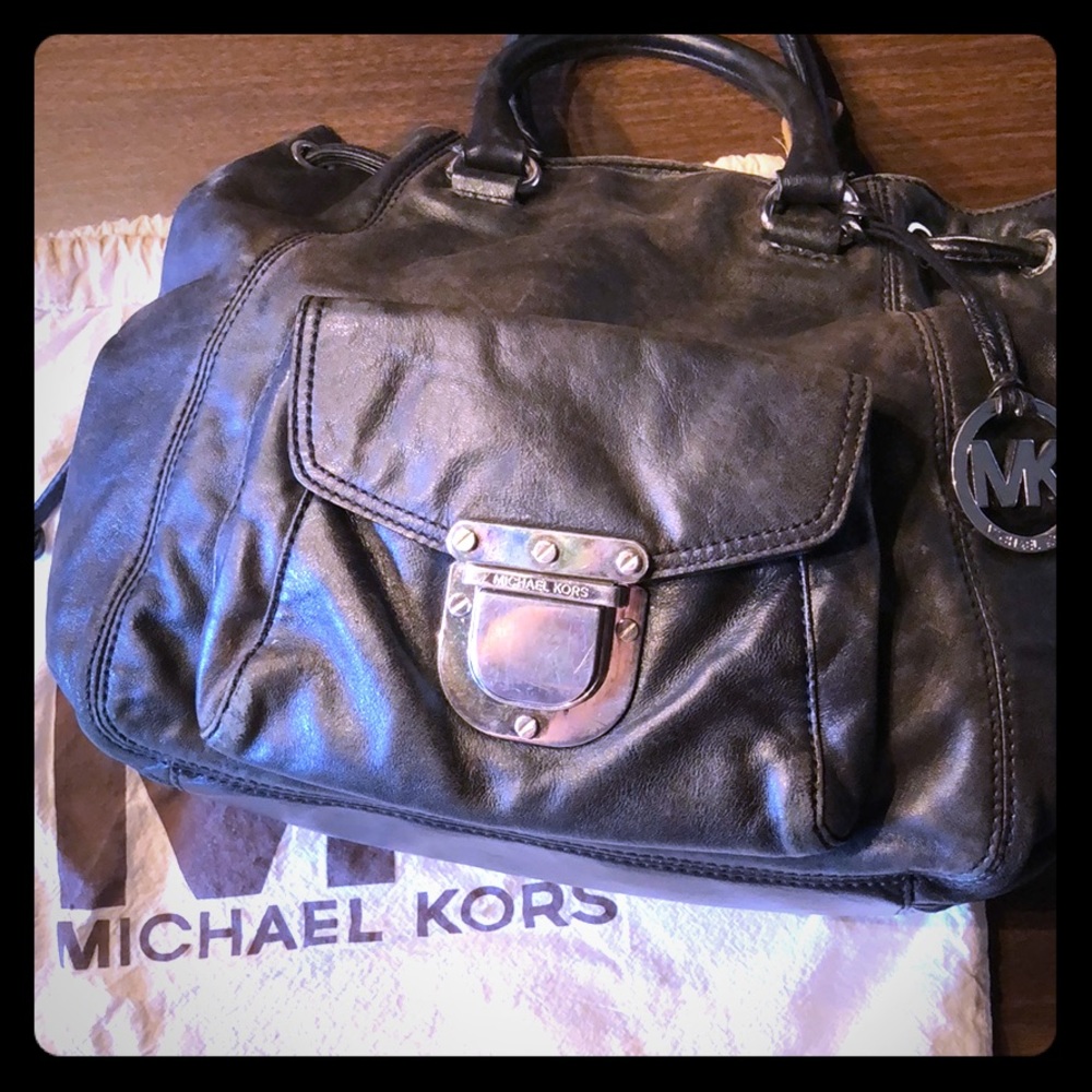 Black Leather Michael Kors Satchel